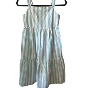 Girls Blue White Cotton Summer lined dress Party dress